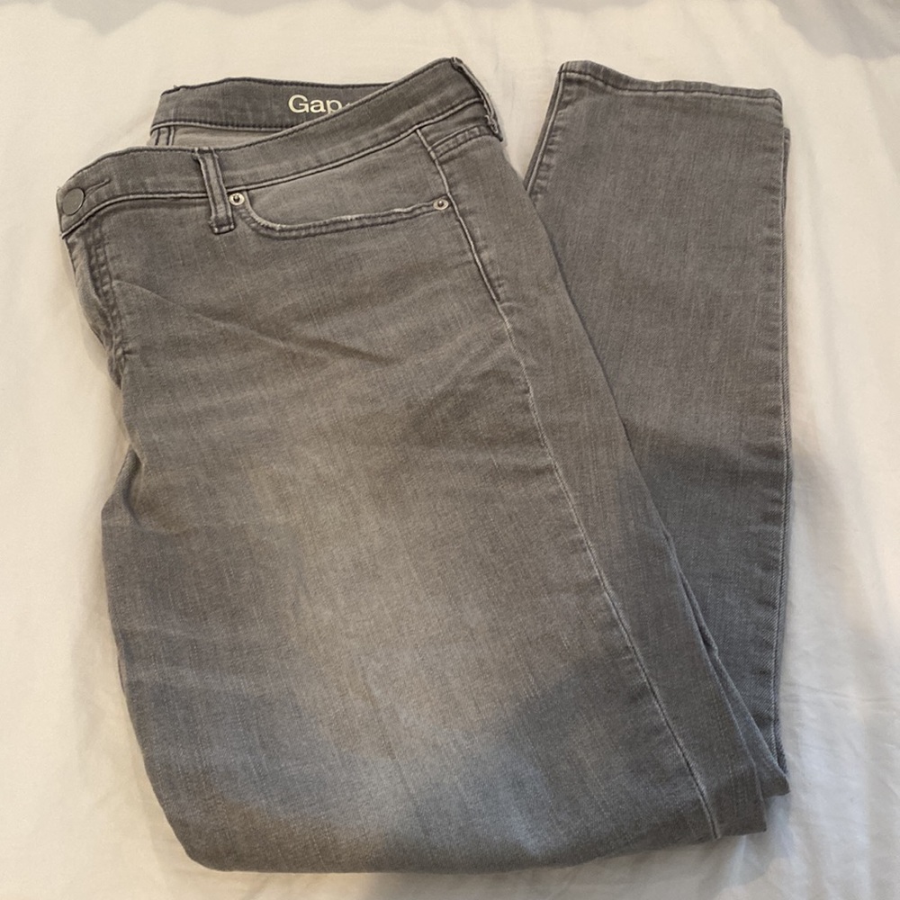 Gap 1969 Authentic True Skinny Light Grey Washed Jeans Size 33 R